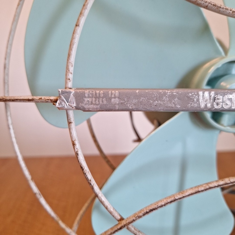 RARE Vintage Antique Westinghouse Desk Table Fan LIGHT BLUE Electric Working - Picture 6 of 14